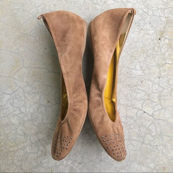 J Crew CeCe studded suede flats shoes brown 10 - Picture 3 of 6